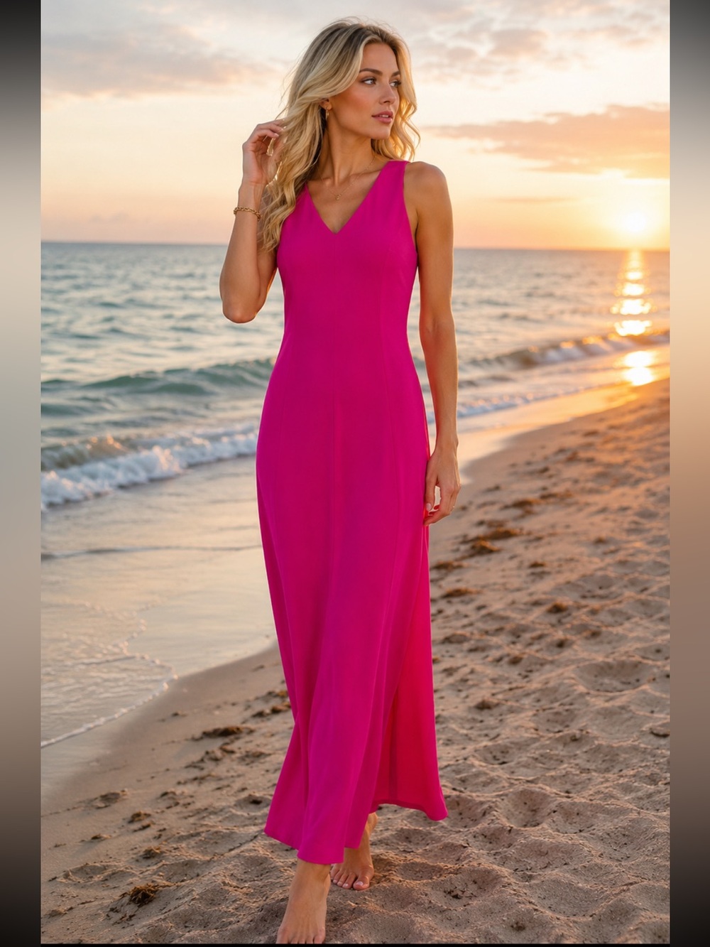 Caroline Constas Hot Pink Sleeveless Dress